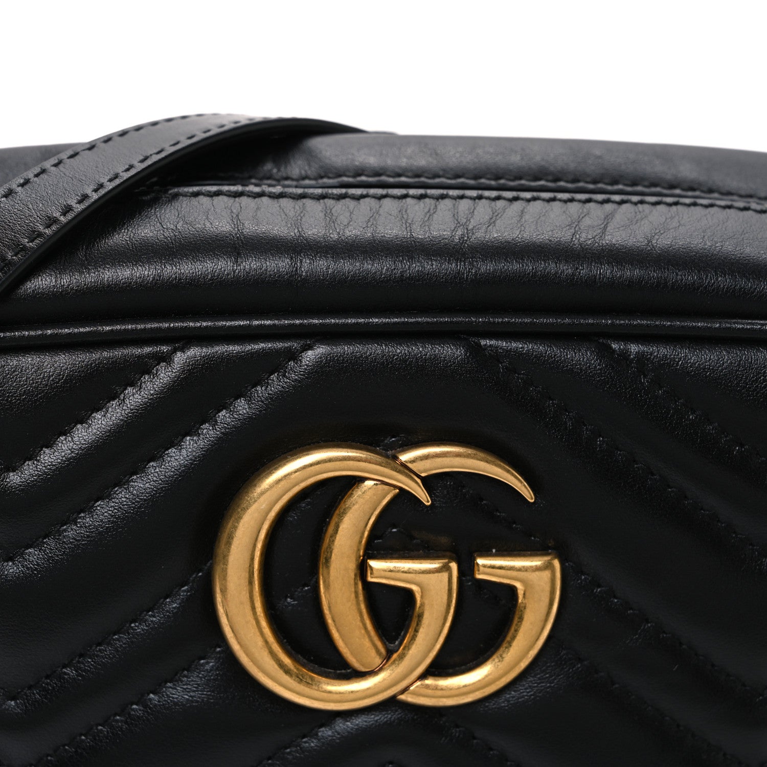 Gucci Calfskin Matelasse Small GG Marmont Chain Shoulder Bag Black 8 of 10