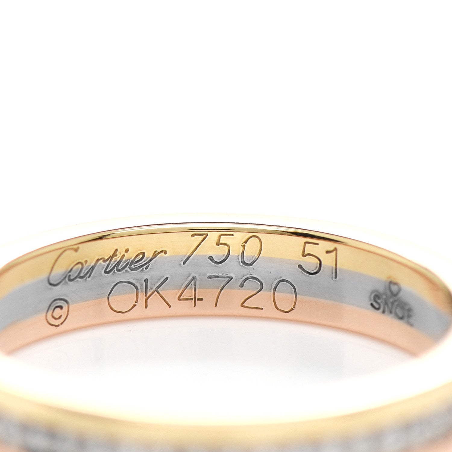 Cartier 18K White Yellow Pink Gold Diamond 3.5mm Vendome Louis Cartier Wedding Band Ring 51 5.75 4 of 4