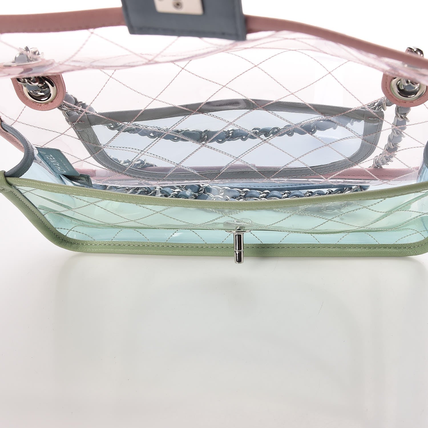 Chanel Lambskin PVC Quilted Medium Coco Splash Flap Blue Green 6 of 8