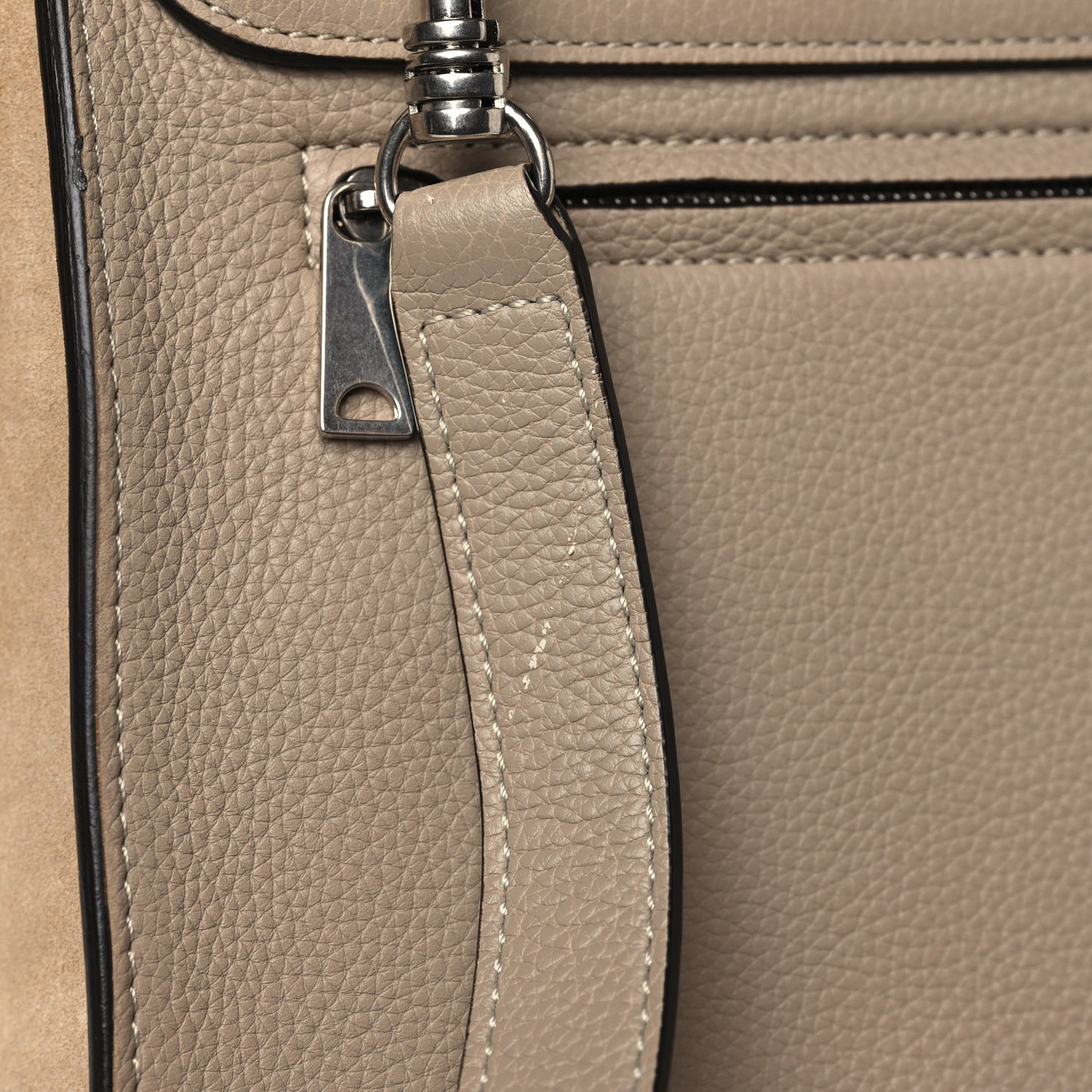 Drummed Calfskin Suede Medium Trapeze Taupe