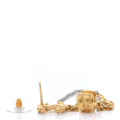 Chanel Crystal CC Chain Cuff Single Earring Gold Silver 3 of 4
