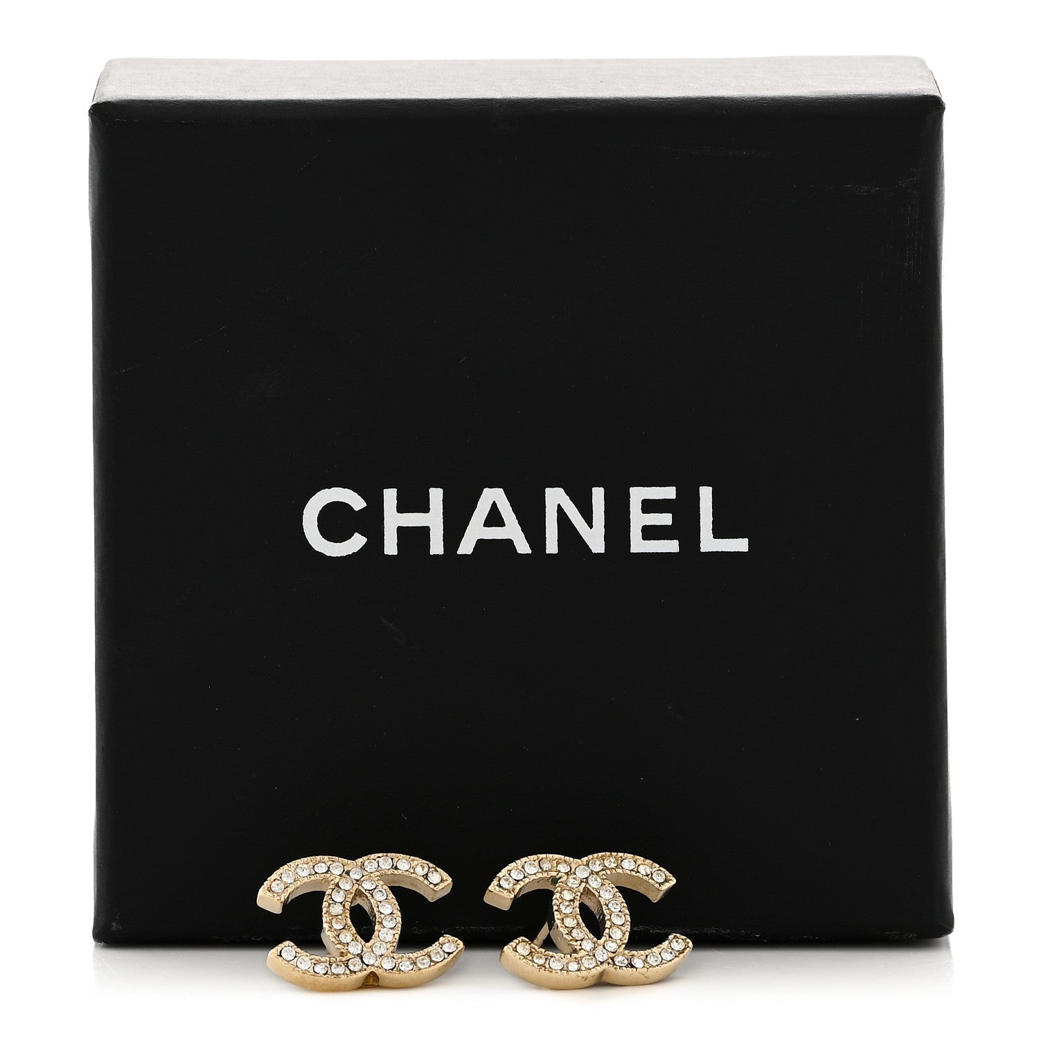 Chanel Crystal CC Earrings Light Gold 5 of 5