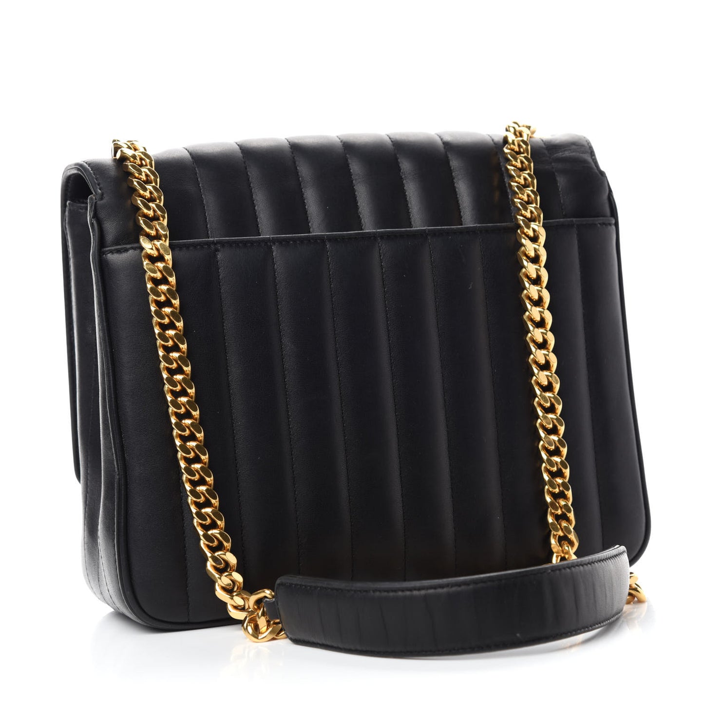 Lambskin Matelasse Monogram Large Vicky Chain Bag Black