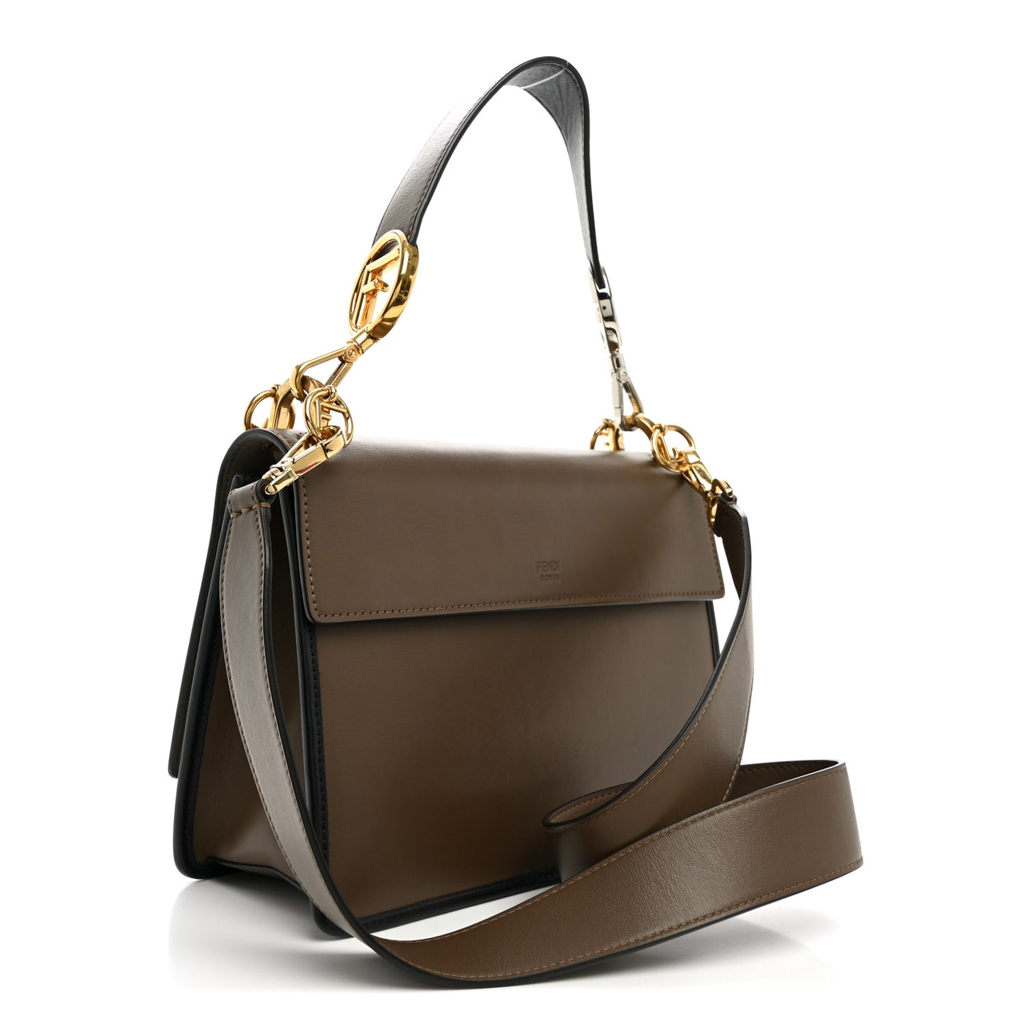Vitello Century F is Fendi Bi-Color FF 1974 Embossed Kan I Shoulder Bag Maya Black