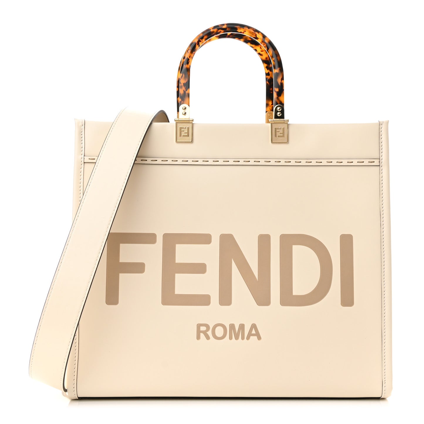 Vitello King Plexiglass Medium Fendi Sunshine Shopper Tote White Ice