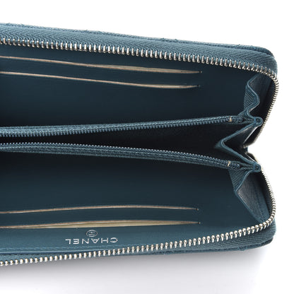 Chanel Caviar Quilted Medium Zip Around Wallet Dark Turquoise 4 of 10