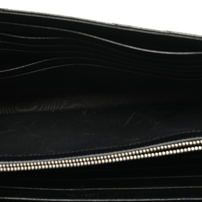 Saint Laurent Grain De Poudre Matelasse Chevron Monogram Chain Wallet Black 7 of 12