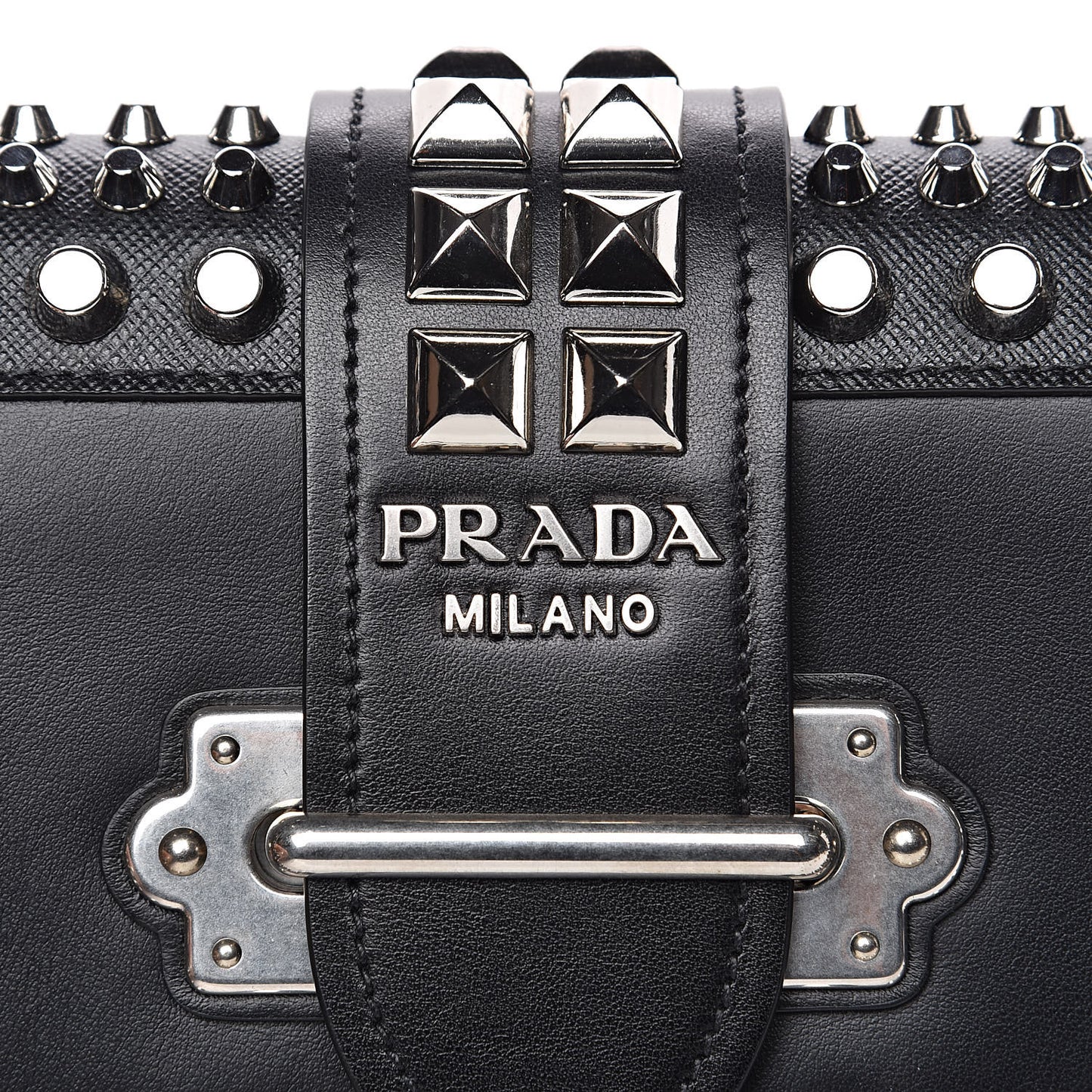 City Calf Saffiano Studded Small Cahier Bag Black