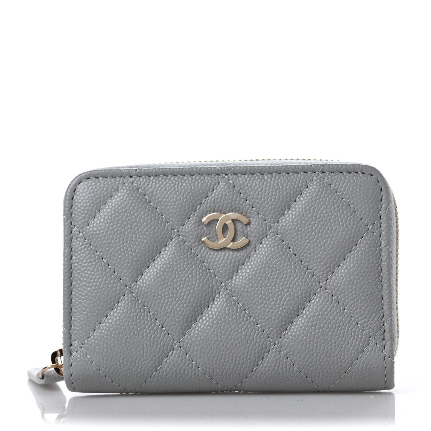 Chanel Caviar Quilted Zip Coin Purse Grey 1 of 7
