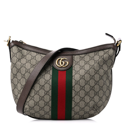Gucci GG Supreme Monogram Web Small Ophidia Half Moon Hobo Brown 1 of 11