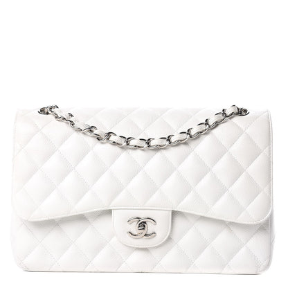 Chanel Caviar Quilted Jumbo Double Flap White 1 of 16