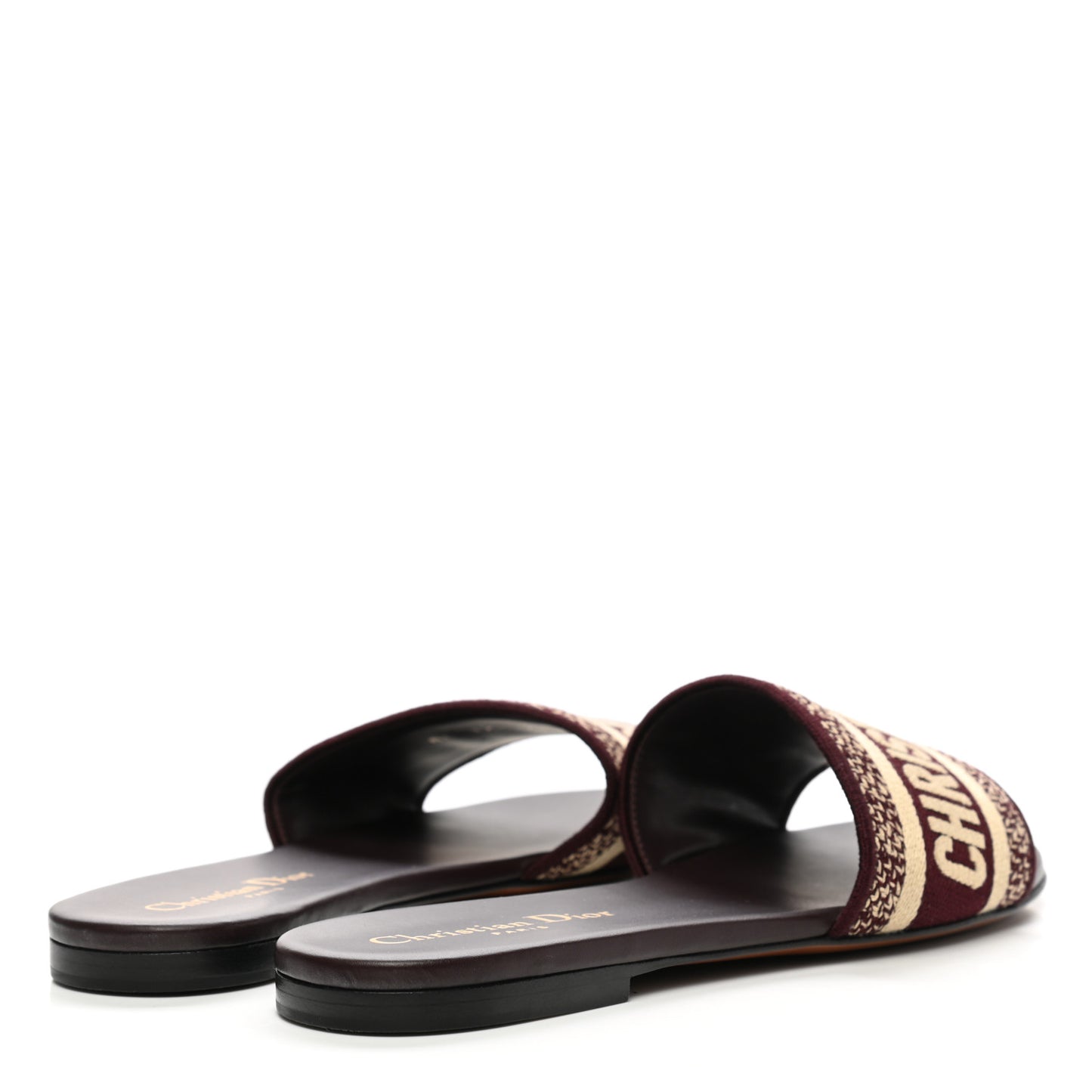 Canvas Embroidered Dway Mules Slide Sandals 36 Burgundy