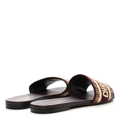 Christian Dior Canvas Embroidered Dway Mules Slide Sandals 36 Burgundy 4 of 8