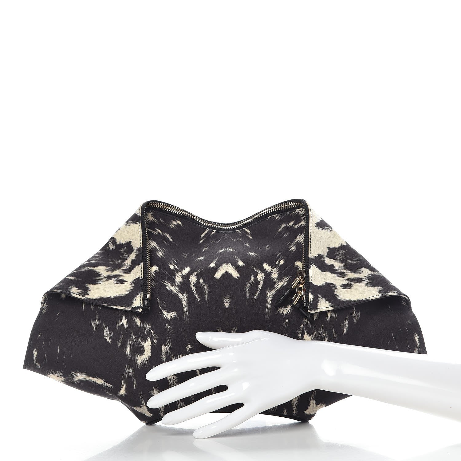 Alexander McQueen Silk Pony Print De Manta Clutch Black 2 of 9
