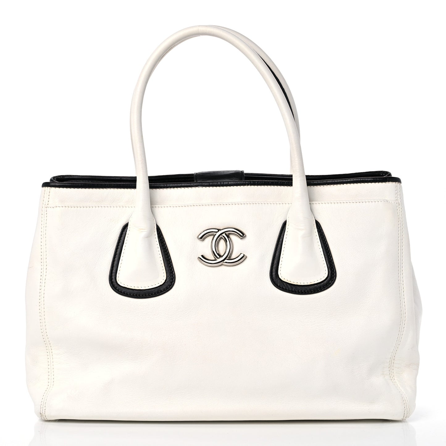 Lambskin Executive Cerf Shopper Tote White