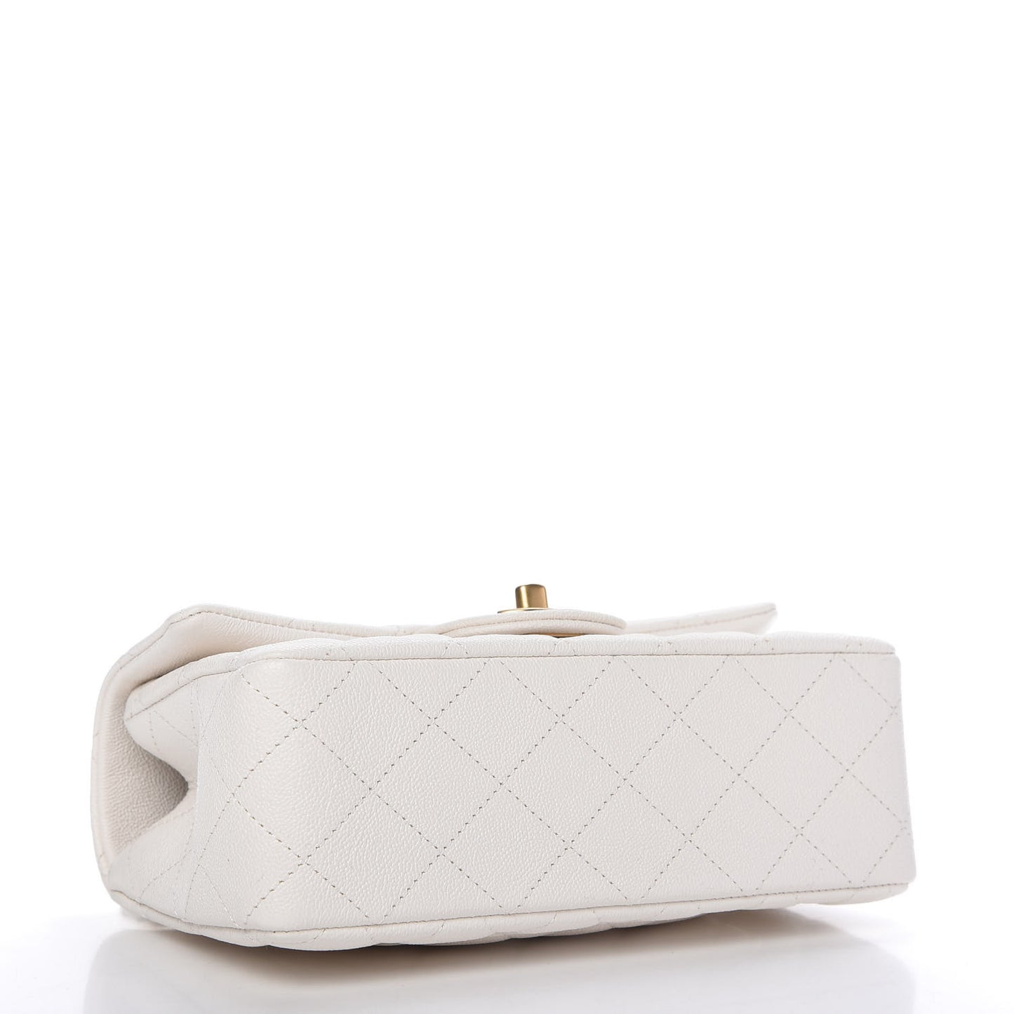 Caviar Quilted Mini Top Handle Rectangular Flap White
