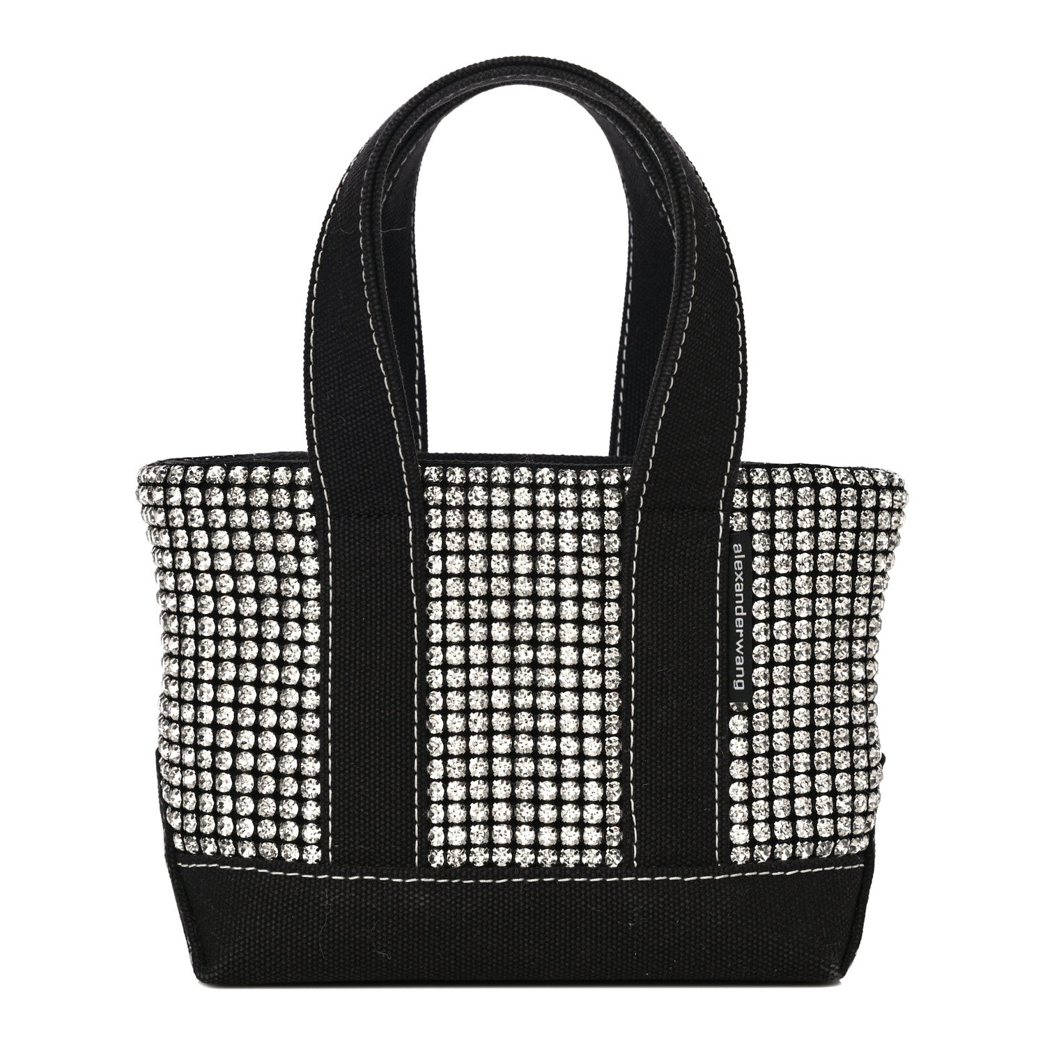 Alexander Wang Mesh Crystal Rhinestone Mini Cruiser Tote Black Silver 1 of 13