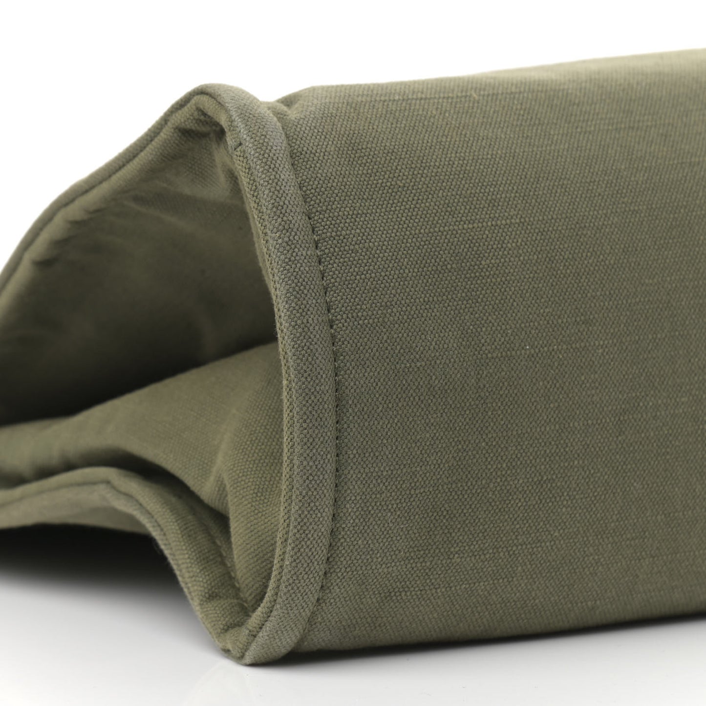 Canvas Calfskin Vertical Cabas Green