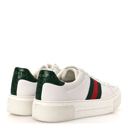 Gucci Ultralight Plume Calfskin Web Womens Ace Platform Sneakers 41 White 5 of 12