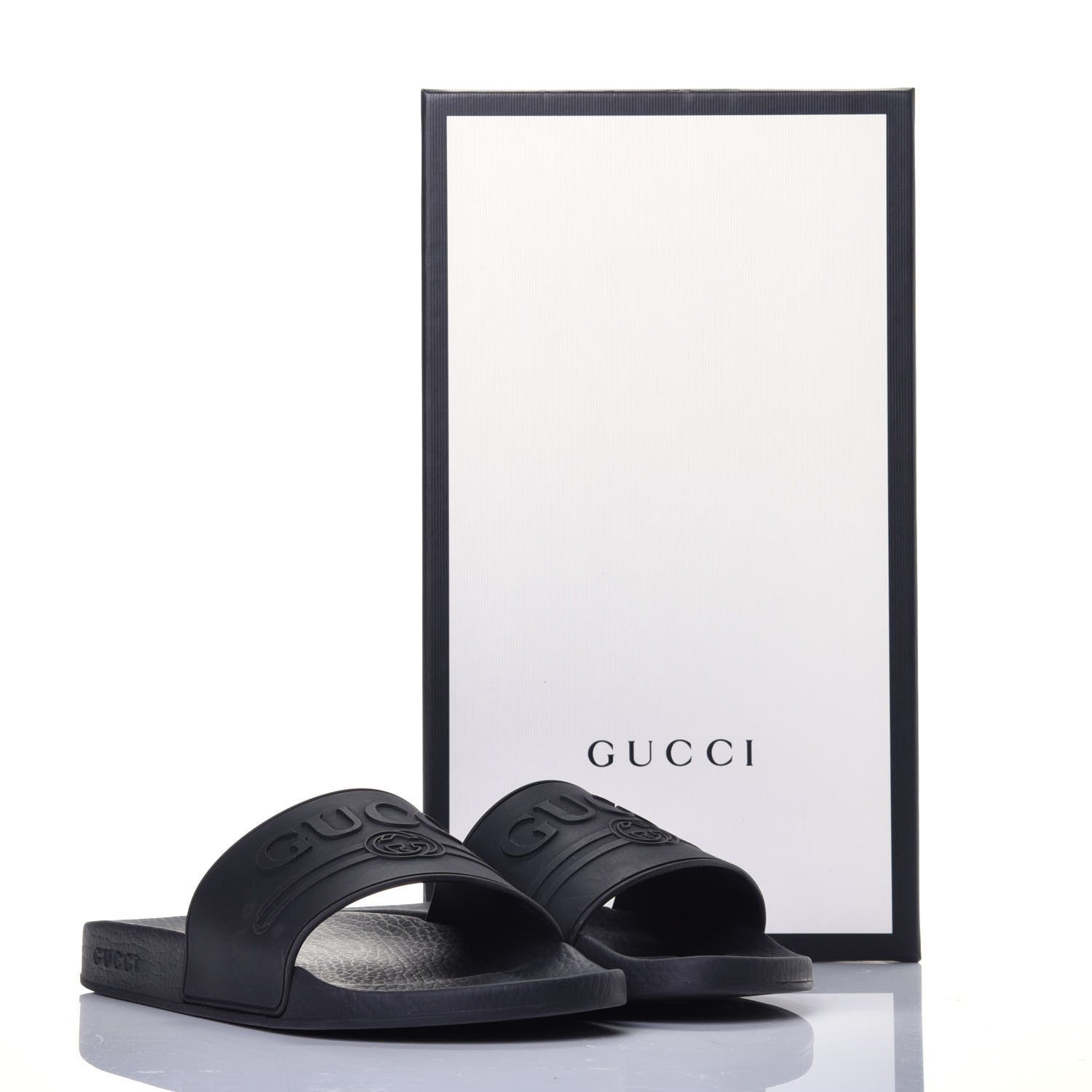 Gucci Rubber Logo Stamped Mens Slide Sandals 9 Black 7 of 7