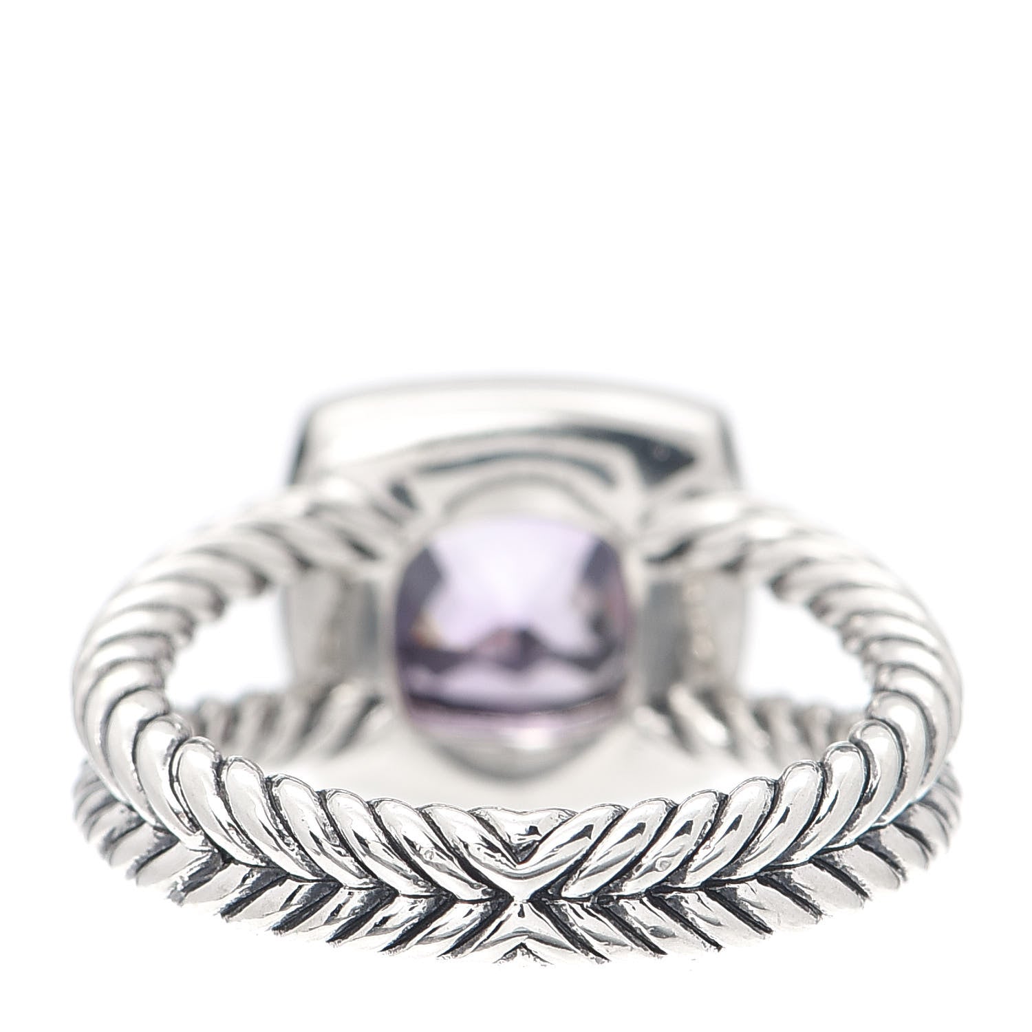 David Yurman Sterling Silver Diamond Amethyst 7mm Petite Albion Ring 53 6.25 3 of 4