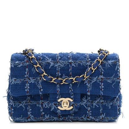 Chanel Tweed Quilted Mini Rectangular Flap Blue Multicolor 1 of 10