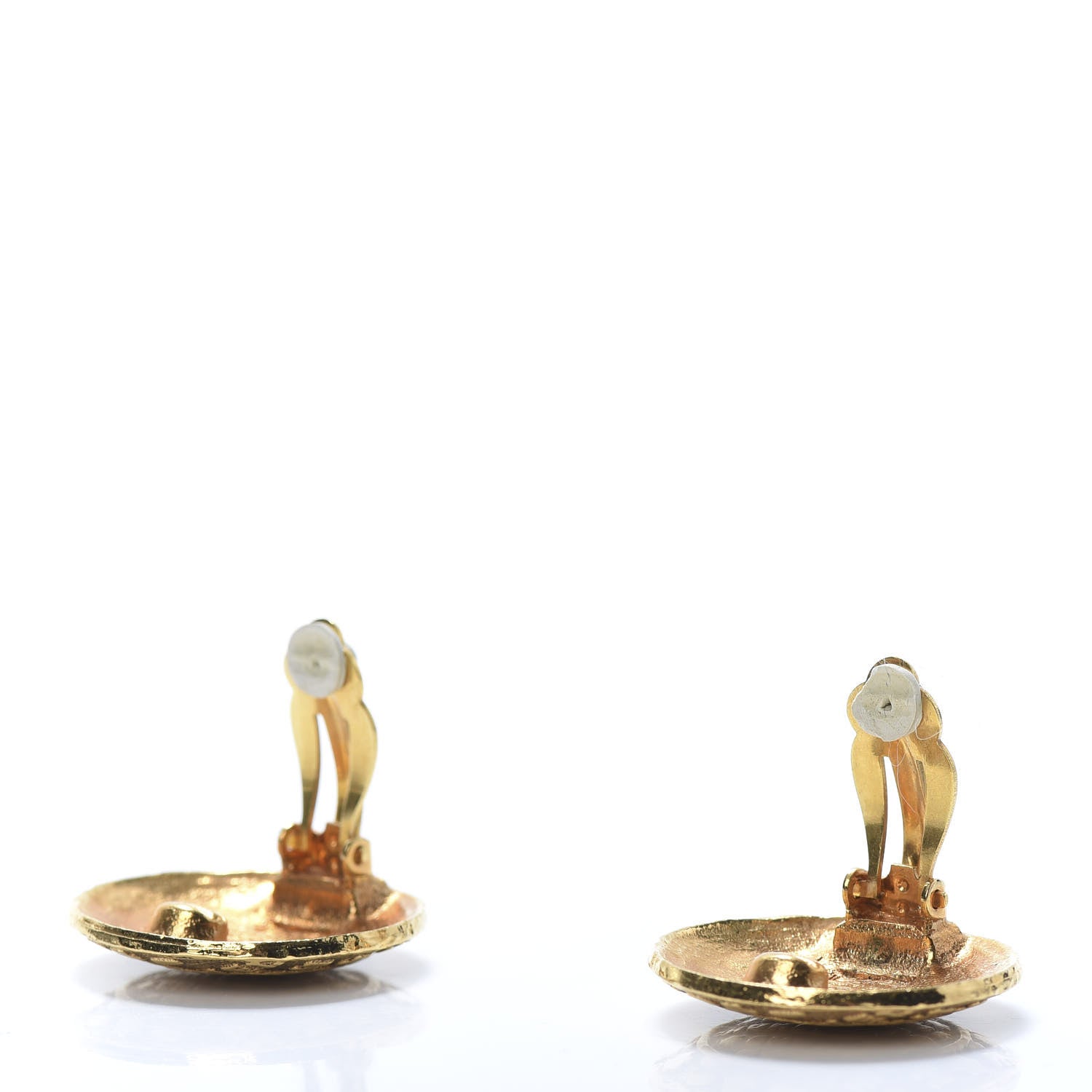 Chanel Medallion Clip On Earrings Gold 3 of 5