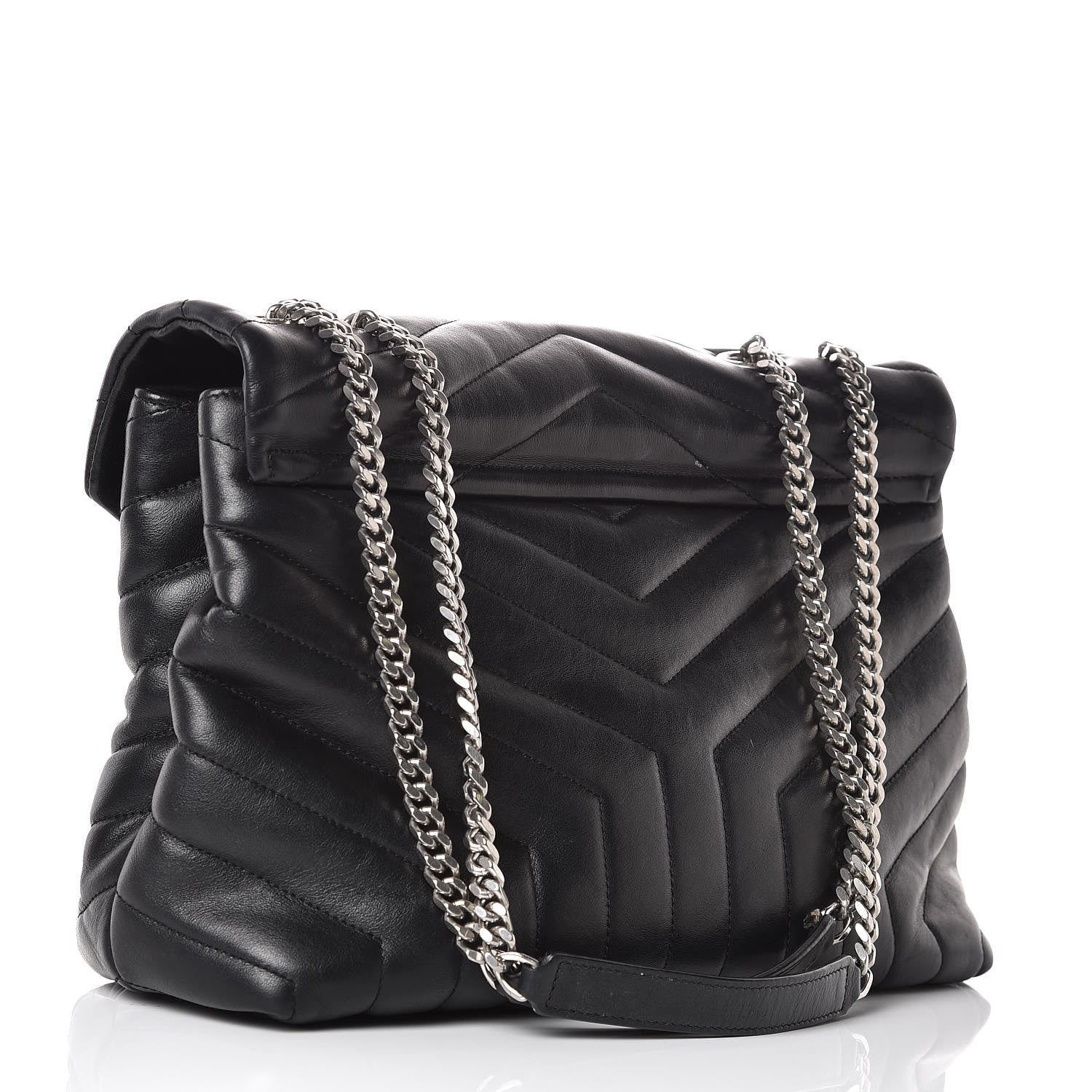 Saint Laurent Calfskin Y Quilted Monogram Medium Loulou Chain Satchel Black 3 of 17