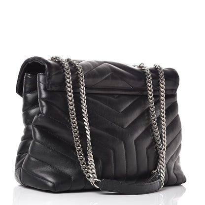 Saint Laurent Calfskin Y Quilted Monogram Medium Loulou Chain Satchel Black 3 of 17