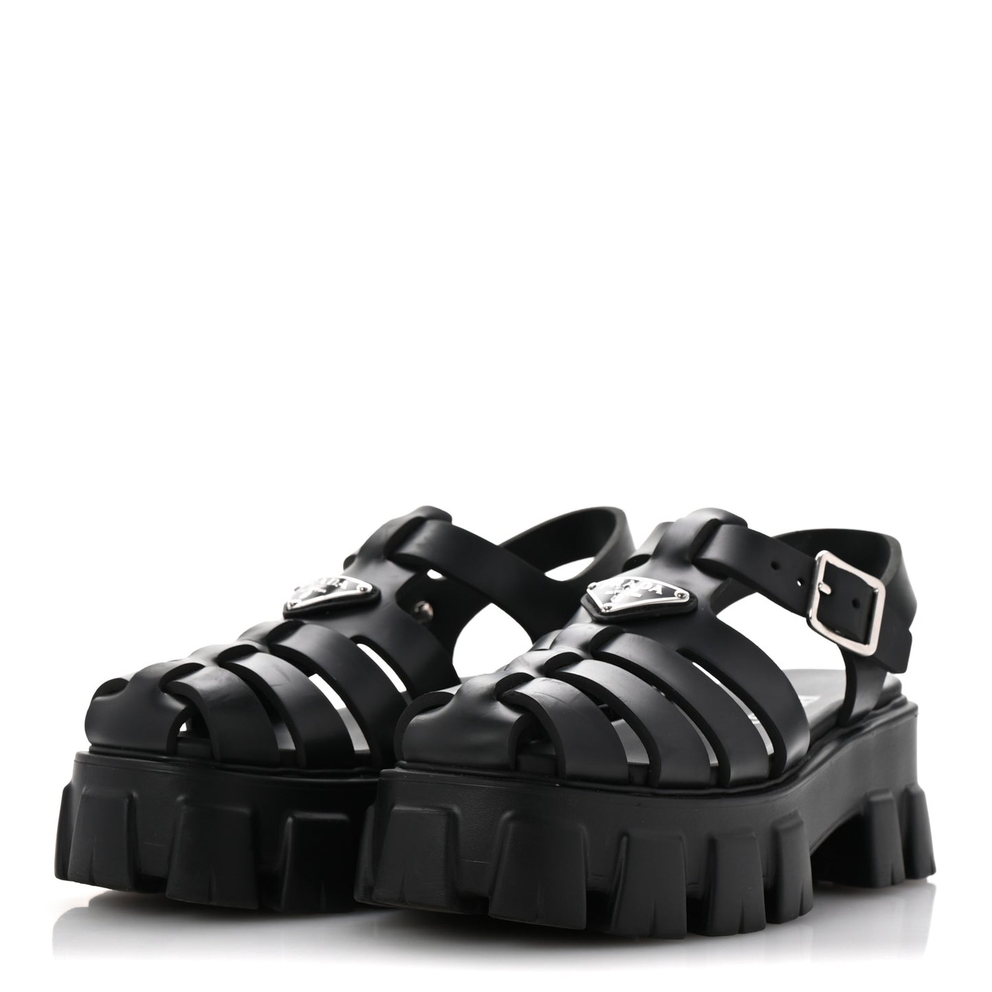 Foam Rubber Triangle Logo Monolith 55mm Cage Sandals 36 Black