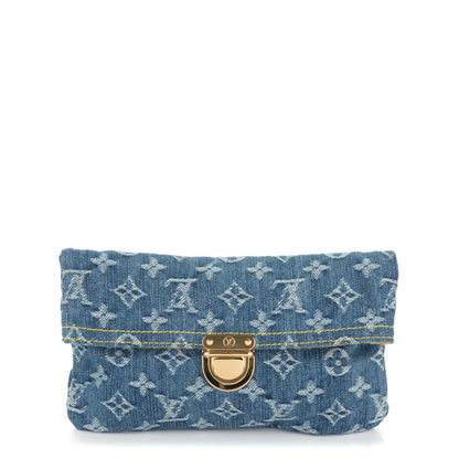 Louis Vuitton Monogram Denim Pochette Plat Clutch Blue 1 of 7