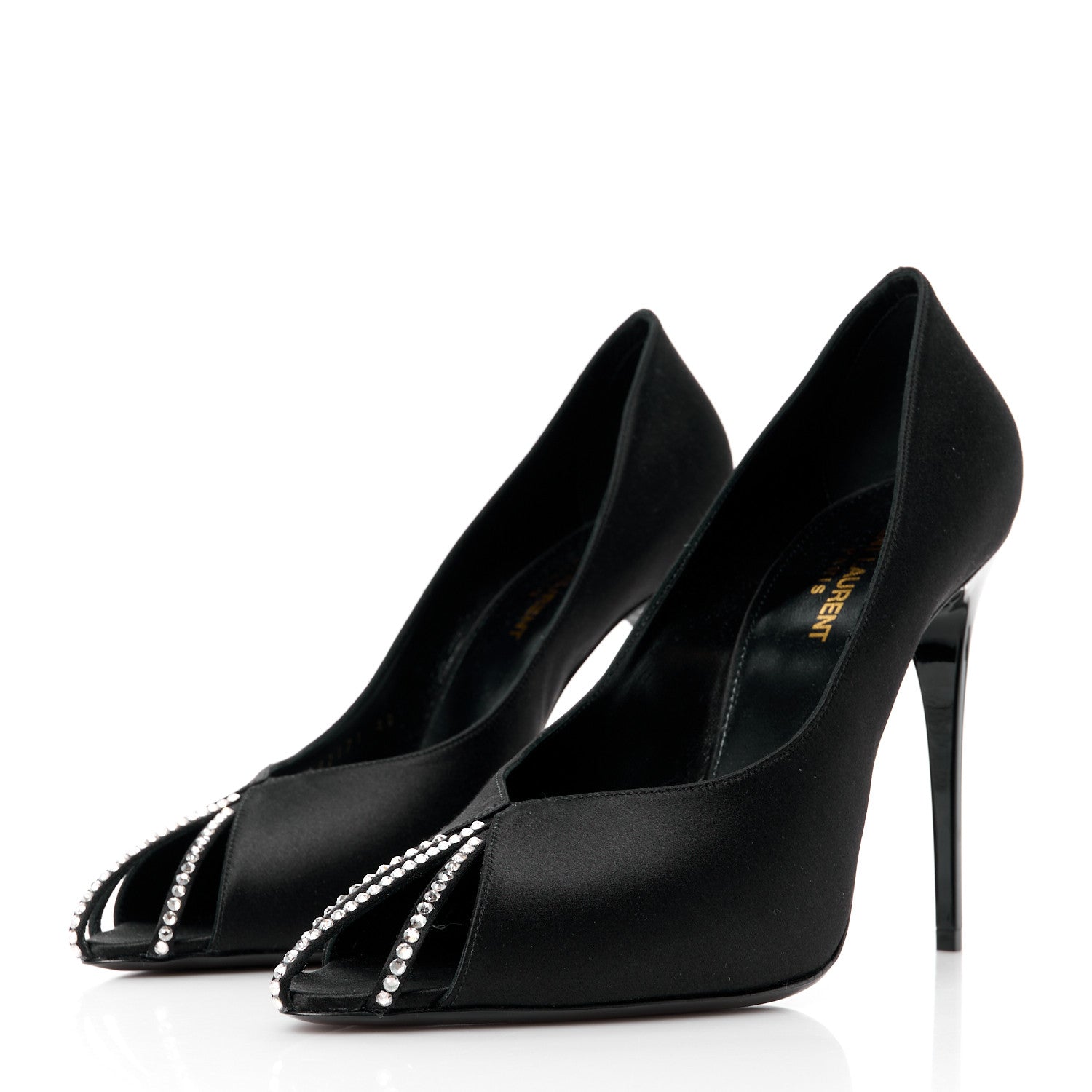 Saint Laurent Satin Crystal Martinique 110 Pump 40 Black 3 of 9