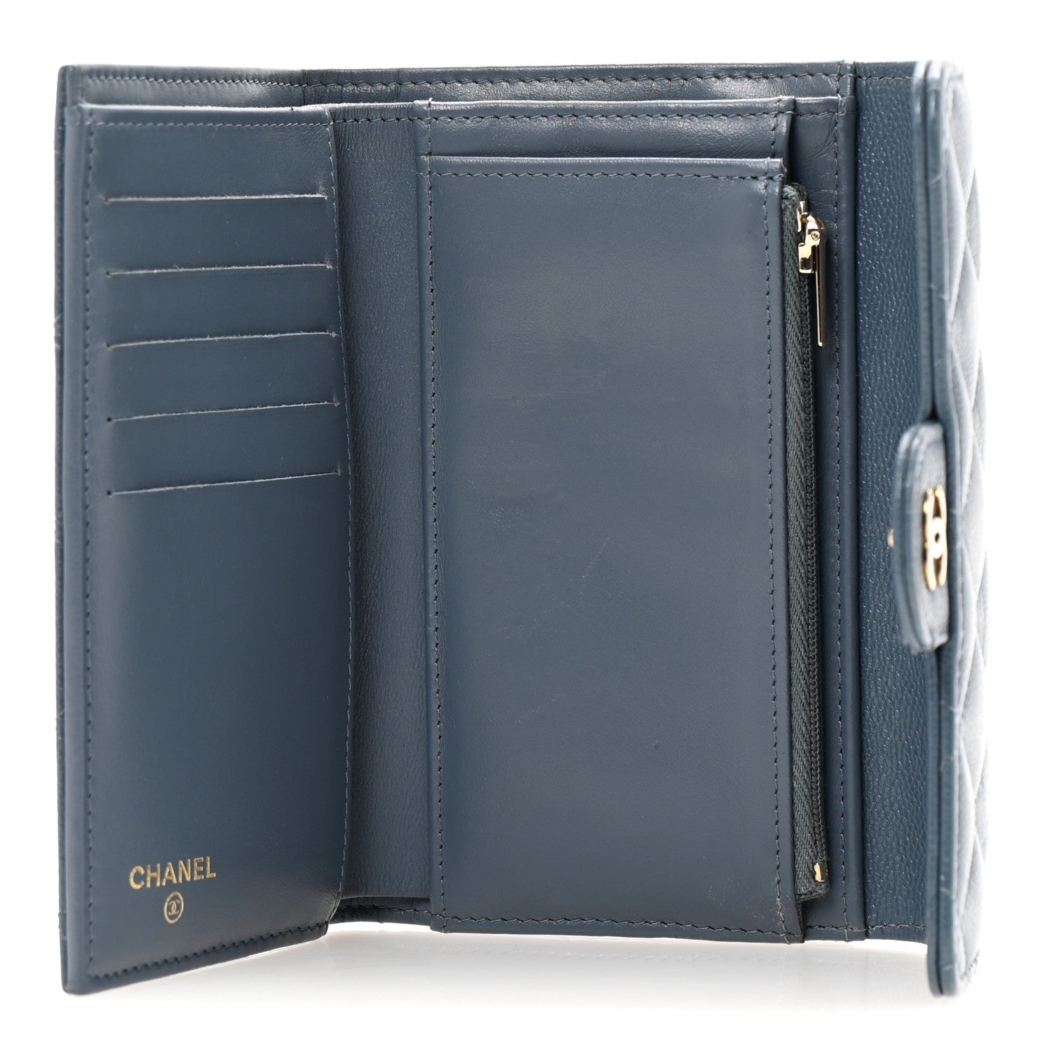 Chanel Caviar Quilted Medium Flap Wallet Dark Blue 5 of 13