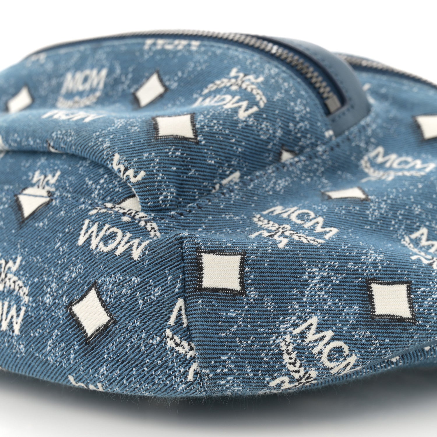 MCM Jacquard Visetos Fursten Belt Bag Denim Blue 10 of 10