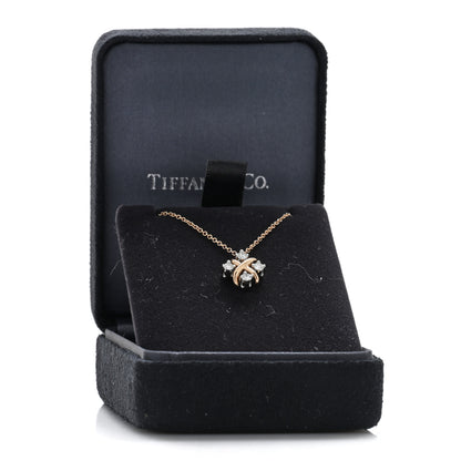 Tiffany Platinum 18K Rose Gold Diamond Schlumberger Lynn Pendant Necklace 5 of 5