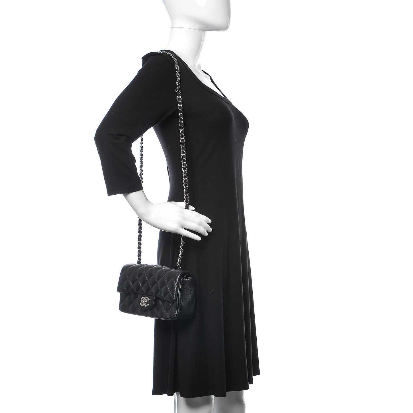 Caviar Quilted Mini Rectangular Flap Black