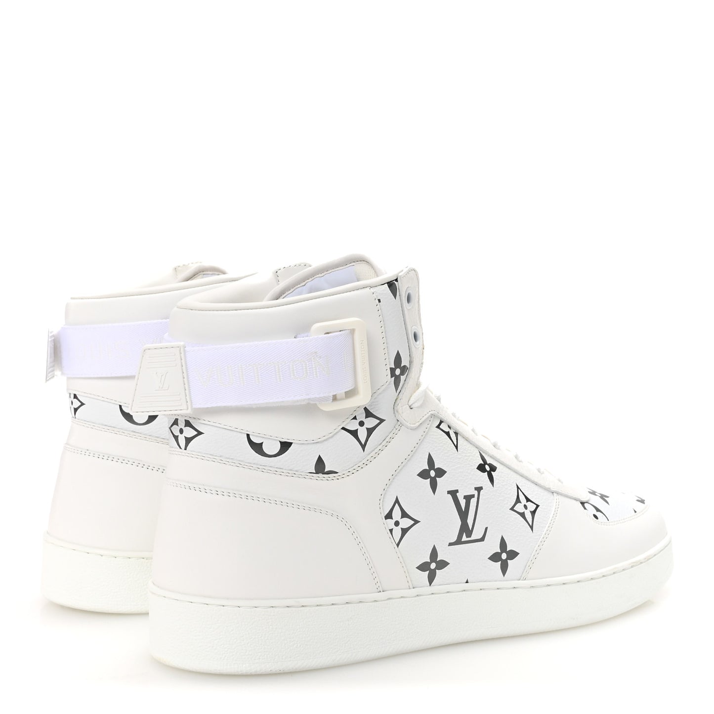 Calfskin Monogram Rivoli High Top Sneakers 10 White