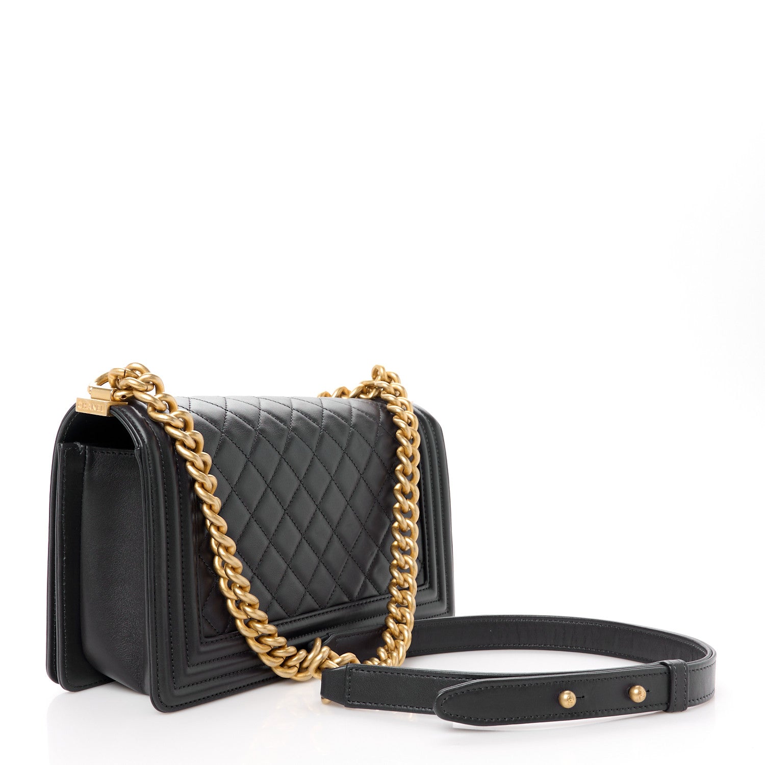 Chanel Calfskin Quilted Medium Boy Flap Dark Grey 2 of 10