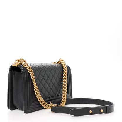 Chanel Calfskin Quilted Medium Boy Flap Dark Grey 2 of 10