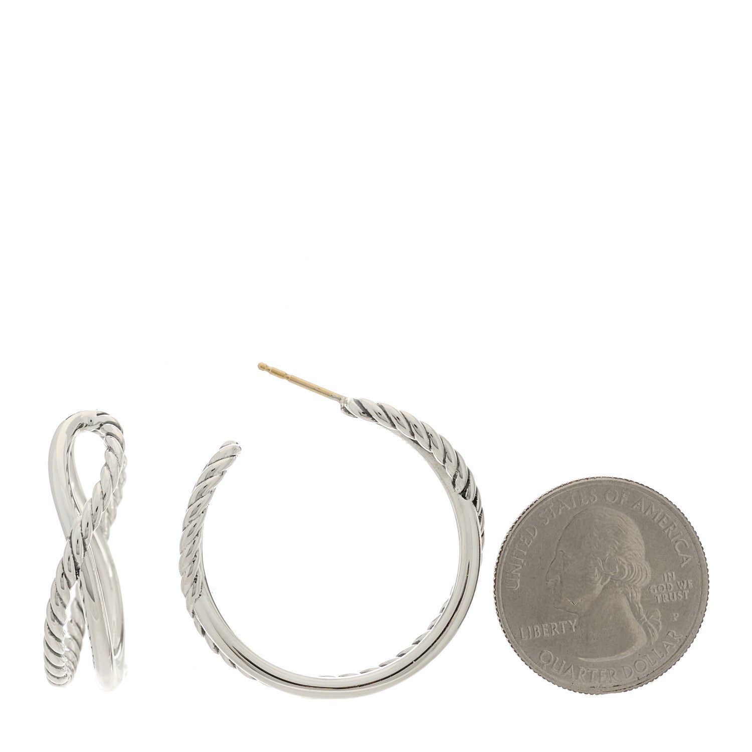 David Yurman Sterling Silver Crossover Cable Hoop Earrings 2 of 4