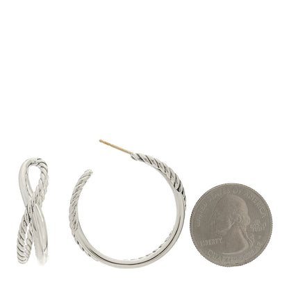David Yurman Sterling Silver Crossover Cable Hoop Earrings 2 of 4