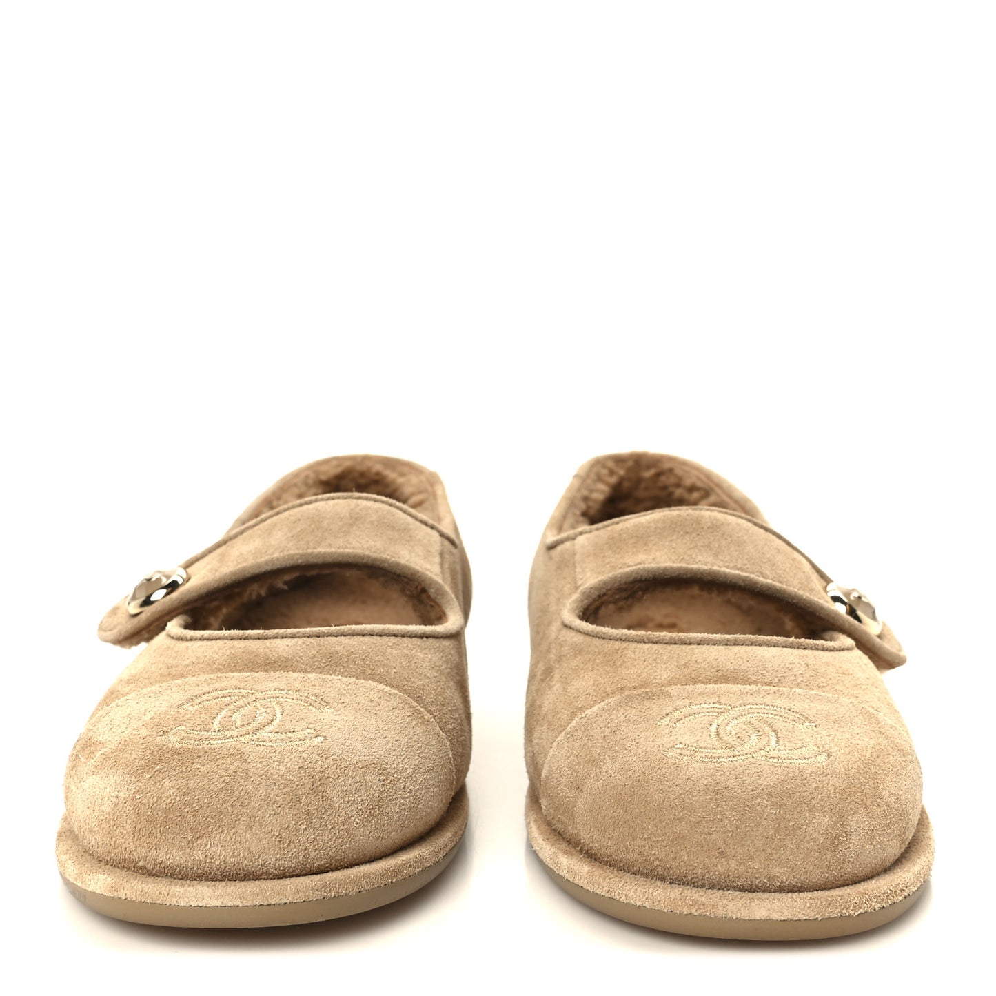 Suede Cap Toe CC Mary Jane Flats 36.5 Beige