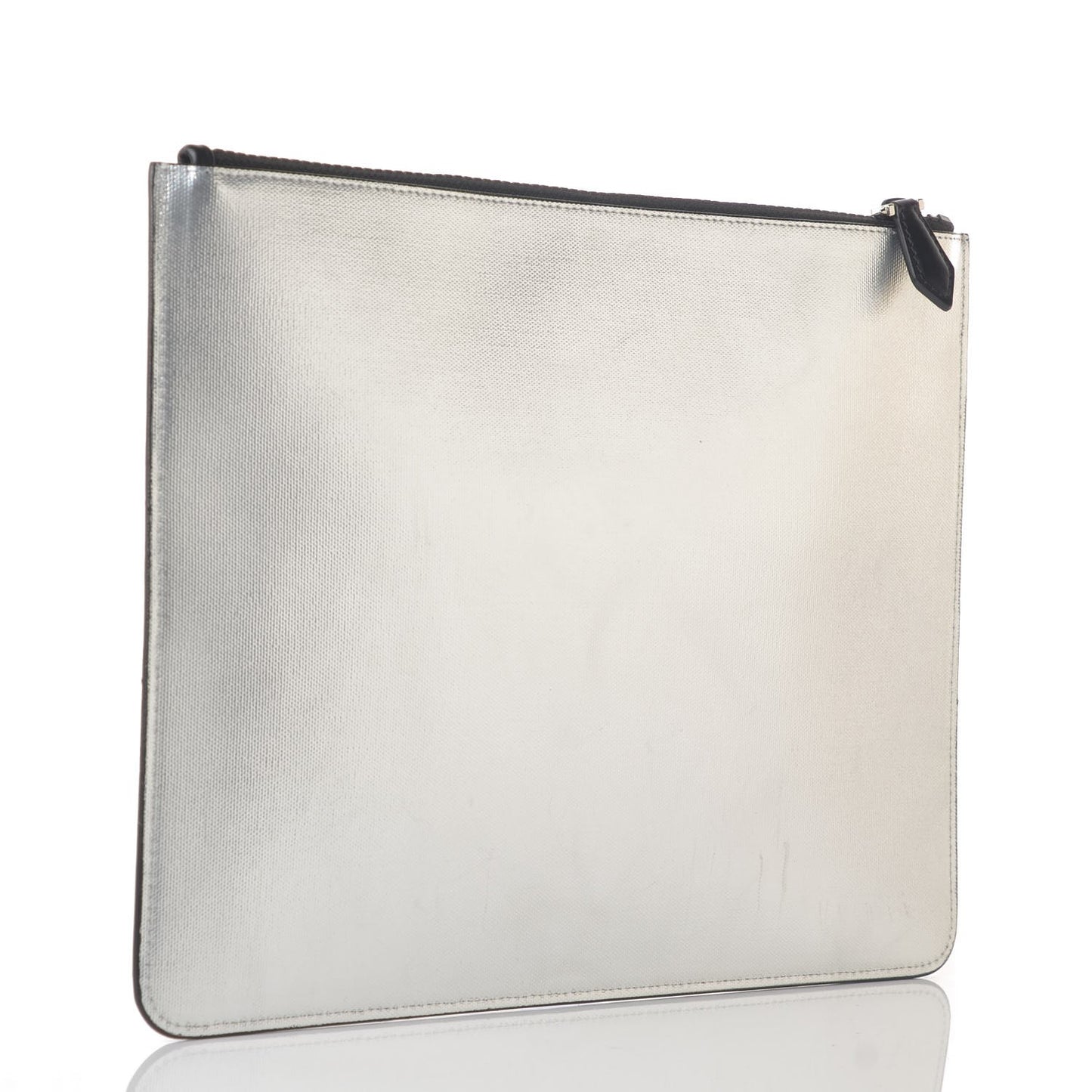 Textured Calfskin Medium Antigona Pouch Silver