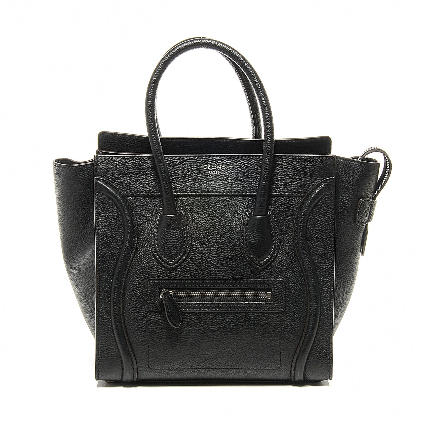 Drummed Leather Micro Luggage Bag Black