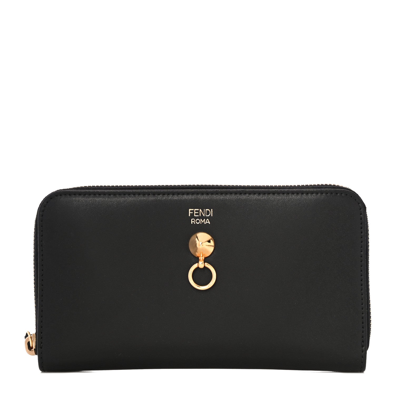 Fendi Vitello Liberty Century Lucido By The Way Zip Around Wallet Black 1 of 12