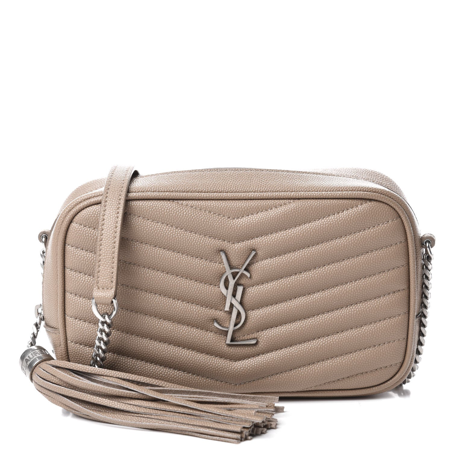 Saint Laurent Grain De Poudre Matelasse Monogram Mini Lou Camera Bag Dark Beige 1 of 11