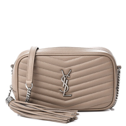 Saint Laurent Grain De Poudre Matelasse Monogram Mini Lou Camera Bag Dark Beige 1 of 11