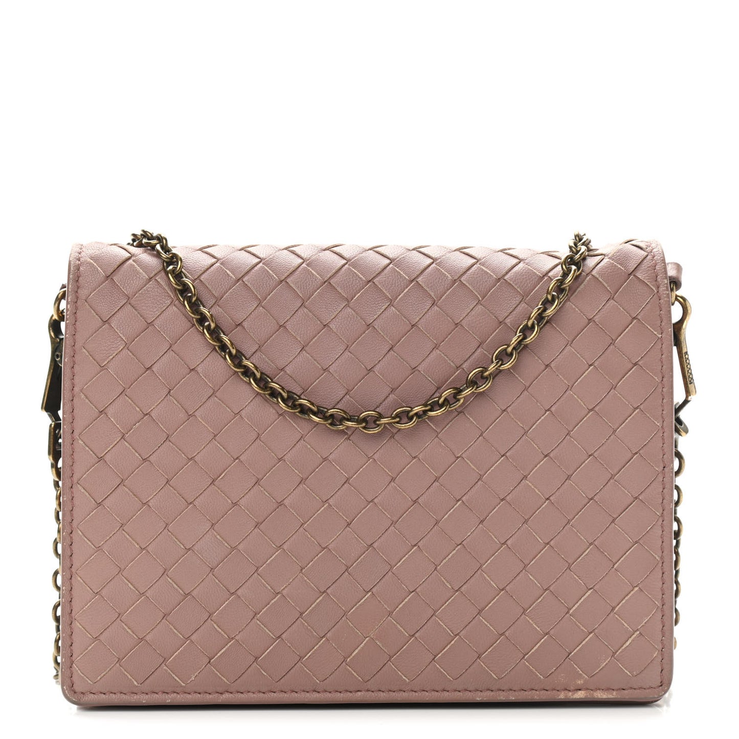 Nappa Intrecciato Chain Wallet Deco Rose