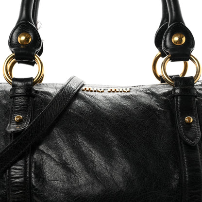 Miu Miu Vitello Lux Gathered Tote Black 7 of 10