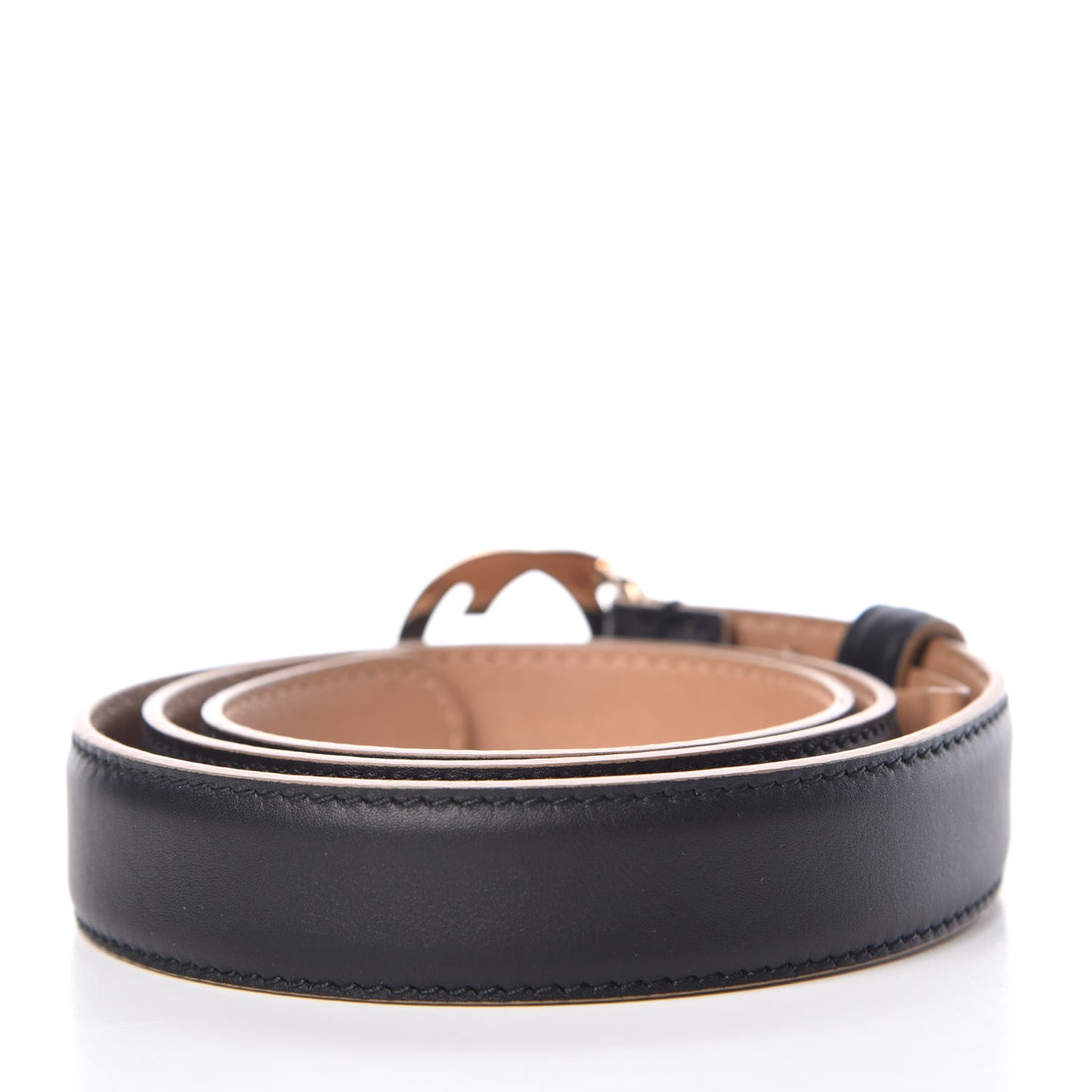 Moon Calfskin Interlocking G 25mm Belt 75 30 Black